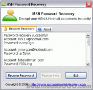 MSN Password Recovery screenshot